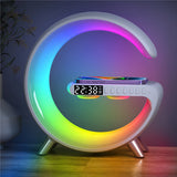 Wireless Charger Bluetooth Speaker Projection Lamp RGB Night Light Digital Alarm Clock For Sleeping Bedroom-EU Plug