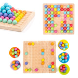 Toy Rainbow Ball Wooden Training Clip Beads Puzzle Board Game For 3+ Years Kids