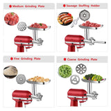 Metal Food Attachment for KitchenAid Stand Mixer,Meat Grinder Accessories Includes Sausage Stuffer Tubes