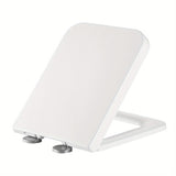 1pc Toilet Seat Cover, Bathroom Soft Close Elongated Shape Toilet Bowl Lid, Square Toilet Seat Ring