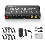 MOSKYAudio ISO-10 Portable Effect Power Supply Station 10 Isolated DC Outputs USB Output for 9V 12V 18V Guitar Effects