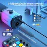 Maono PD100X XLR/USB RGB Microphone for Gaming Live Streaming Software Programmable Mute Volume Gain Control