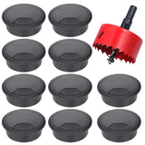 10 Pcs 60MM Desk Grommet With Saw Round Cord Cable Hole Cover Wire Organizer For Office Table