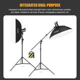 4m 2-in-1 Adjustable Boom Light Stand Tripod Heavy Duty 5kg Load Capacity with Sand Bag for Softbox Studio Strobe