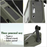 Digital Display Solar Emergency Tuning Radio with Flashlight Portable Hand Crank Power Bank Phone Charger Weather Forecast
