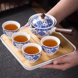 Porcelain Chinese fu Portable Teapot Set with 360 Rotation Maker Heat-resistant Tea Pot Gift For Christmas