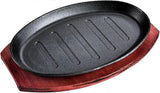 Grill Pan Steak Frying Pan, Teppanyaki Grill Pans Cast Iron with Bamboo Tray BBQ Grill Pan Sizzling Steak Plate Set, 12 Inch 30,5 cm