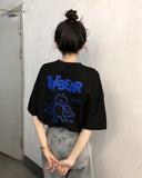 Brand Retro Cartoon BF Style Oversize Male And Female Couple Short Sleeve T-shirt