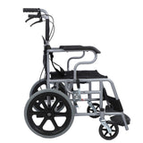Folding Wheelchair Portable Breathable Cushion Senior Lightweight Wheelchair with Brake for Indoor Outdoor Hospital Home