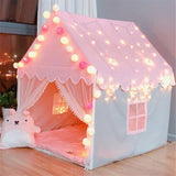 Kids Play Tent, Playhouse, Kids Big Play Castle Fairy Tent Cotton Tent with LED Snow Lights Gifts fo