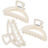 3pcs Hair Claws Beaded Claw Clip Elegant Hair Clips Women Hair Gripper Strong Hold Cute Claw Clip Decorative Hair Accessories