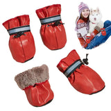4pcs Dog Shoes Reflective Waterproof Dog Boots Warm Snow Rain Pets Booties Small Medium Pet Dog Winter Anti-slip Footwear