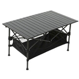 Small Outdoor Folding Table Carbon Steel Frame Weather Resistant Table with Organizers Net Easy to Carry for Picnics