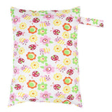 Waterproof Portable Durable Baby Diaper Nappy Storage Bag with Zipper(Flower)