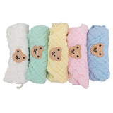 5PCS Cotton Kids Face Towels Good Absorbent Skin Friendly Reusable Soft Hand Drool Towels Bear