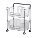 Rolling Storage Cart Stable Stylish Multifunctional Rugged Mobile Storage Organizer Trolley for Home 2 Tier