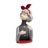 Young Lady Statue Wine Bottle Stand Versatile for Restaurant Resin Sculpture