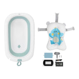 Collapsible Baby Bathtub Soft Cushion Fixing Straps Prevent Slipping Baby Bath Tub with Temperature Detector L Green