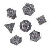 7PCS Polyhedral Dice Engraving Patterns Metal Dice Set for Tabletop Role Playing Games Leisure Gathering Type 1
