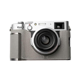 (Grey) Fujifilm X100VI Leather Half Case with Grip - Handmade, High-Quality,