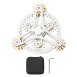 Fingertip Gear Toy 4 Gears Decompression Metal Finger Hand Brass Gear Toy for Stress Relieving Silver