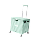 (Green) Folding Shopping Cart 45 L Capacity for Fishing Grocery Buying Daily Storage Green