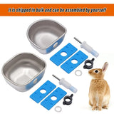 5 Sets Stainless Steel Rabbit Water Bowl Farm Pet Automatic Drinker Rabbit cage fix cup Raising Fox Mink Drinking Bowl