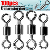 50/100pcs Bearing Swivel Fishing Connector Stainless Steel Carp Fishing Accessories Snap Fishhook Lure Solid Ring Swivel Tackle