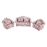 Couch Flower Pattern Fabric Sofa 1:12 Living Room Furniture Dollhouse Decoration Accessories Toy
