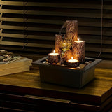 1pc Tree Stump Shape USB-powered Desktop Fountain Furniture Decoration Multi-functional 3-layer Design Soothing Desktop Fountain, Candles Holder Lovers Gift, Wedding Gift, Office Livingg Room Home Decor