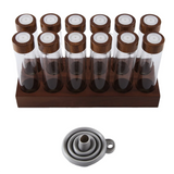12PCS Storage Tubes Coffee Bean Cellar Wooden Display Stand and Funnel Espresso Accessories