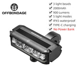 OFFBONDAGE Bicycle Front Bike Light Waterproof Flashlight USB Charging MTB Road Cycg Lamp Accessories