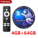 TV98 MAX Android 12 Smart TV Box Allwinner H618 4G 64GB 8K 2.4G 5.8G Dual Band WiFi6 BT4.0 Voice Remote Control Set top box