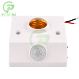 Automatic Human Body Infrared IR LED Bulb E27 Base Lamp Motion Sensor Light Socket Adapter Holder AC110-240V