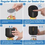 1set, Mason Jar Electric Vacuum Sealer With 10 Lids, Wide Mouth And Regular Mason Jar Food Storage Automatic Canning Sealing Machine Kit