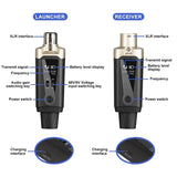 Wireless System UHF XLR Mic Converter Transmitter & Receiver For Dynamic Microphone A8 Guitar Receiving Transmission