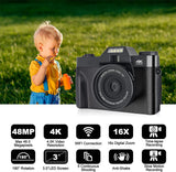 AEVYVKV Professional WiFi Camera 4K Camcorder 3.0 180° Flip Screen Selfile Digital Webcam Suitable for Beginners Travel
