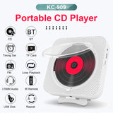 KC-909 Portable Speaker - Stereo Player with 3.5mm Headphone Jack, LED Screen, and Wall Mountable CD Music Player