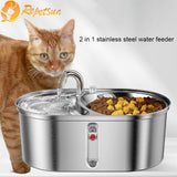 3L Stainless Steel Cat Water Automatic Drinker Feeder Food Dispenser Drinking Fountain Bowls For Cats Feeding