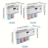 1pc Smart UV Sterilization Toothbrush Holder, With Gargle Cup & Toothpaste Dispenser, Wall Mounted Toothbrush Storage Rack, Multi-functional Toothbrush Storage Organizer, Electric Toothbrushes Hanging Holder Sanitizer, Bathroom Accessories