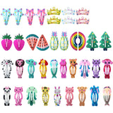 Girls 100 Pcs No Slip Metal Snap Clips Strips For Kids Teens Women Cute Candy Color Cartoon Design Hair Pins