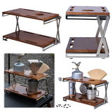 Double Layer Wooden Outdoor Folding Table - Multifunctional Portable for Camping, Hiking, Barbecue