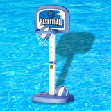 Swimming Hoop Adjustable Height Pool Toys w/ 2 Ball & Pump for Kids Adults Poolside Water Basketball Game