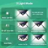 Outdoor 100 LEDs, safety lights with motion sensors, solar powered wall lights, wireless and waterproof