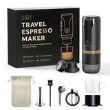 Portable 9 Bar Pressure Espresso Machine - 2 in 1 Travel Maker, Rechargeable & Compatible with Nespresso Capsules and Ground Coffee