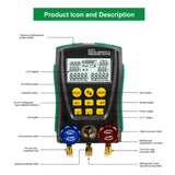Set Gauges Hvac and AC Recharge Kit Refrigeration Digital Manifold Gauge Meter r134A