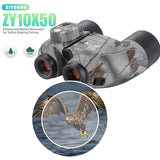 10X50 Waterproof Telescope with Compass Binoculars for Hunting Coordinate Ranging Military Low Light Night Vision Autofocus