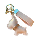 Cute Dog Keychain Leather Puppy Key Chain Charm Multifunctional Bulldog Bag Pendant for Car Keys Decoration