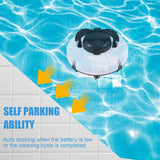 Cordless Robotic Cleaner IPX8 Waterproof Dual-Motor Strong Suction Self-Parking 120Mins Runtime Automatic Pool Vacuum