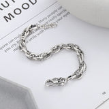 Sterling Silver Vintage Personality Stitching Twist Dragon Head Buckle Woven Bracelet